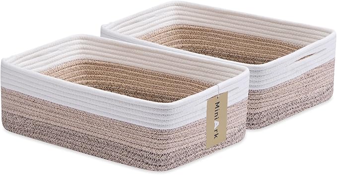 Large Shallow Organizing Baskets 15x11x5.1 Inches by MiniArkStorageBasketsHome