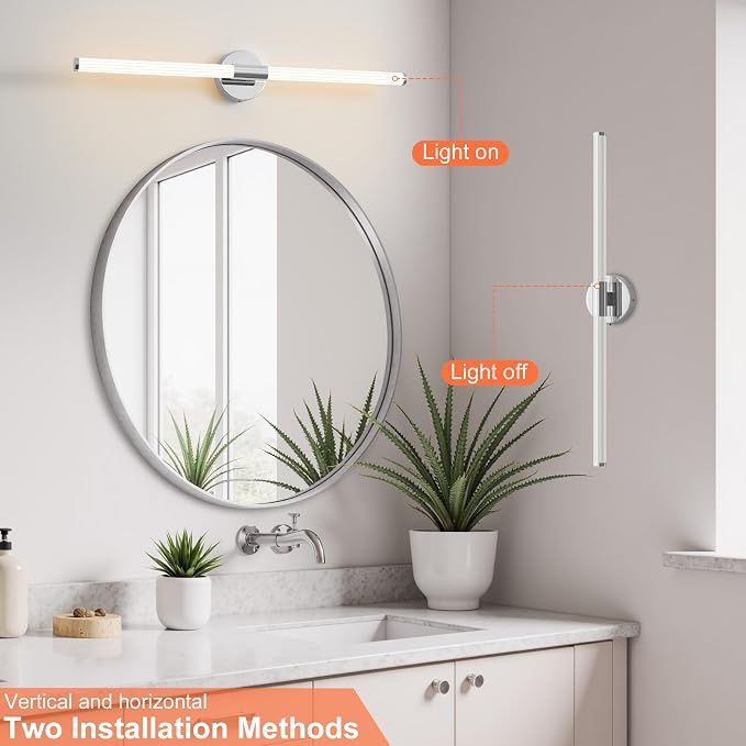Bathroom Wall Sconces Set of 2 Hardwired Dimmable 5CCT LED Bathroom Light - Image 6