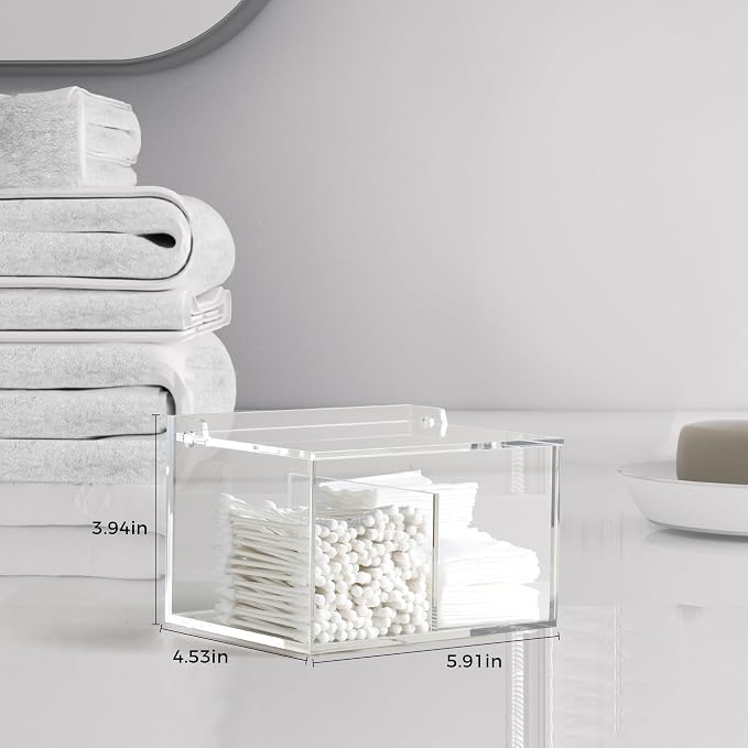 Clear Acrylic Cotton Swab Ball Holder Qtip Organizer - Image 2