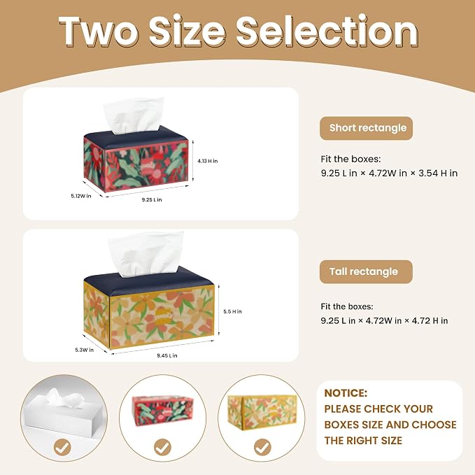 Long Tissue Box Cover, PU Leather Tissue Holder Rectangle, Facial Paper - Image 6