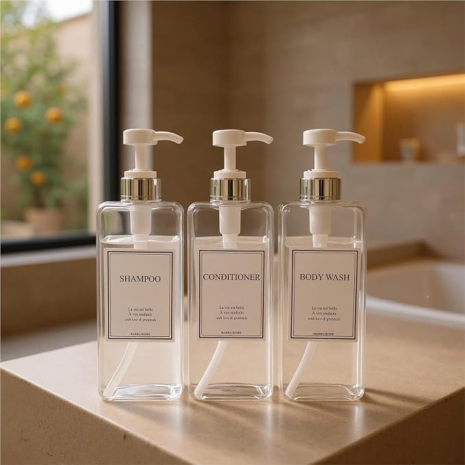 Modern Design Shampoo and Conditioner Dispenser, Large 27oz Shower Soap - Image 5