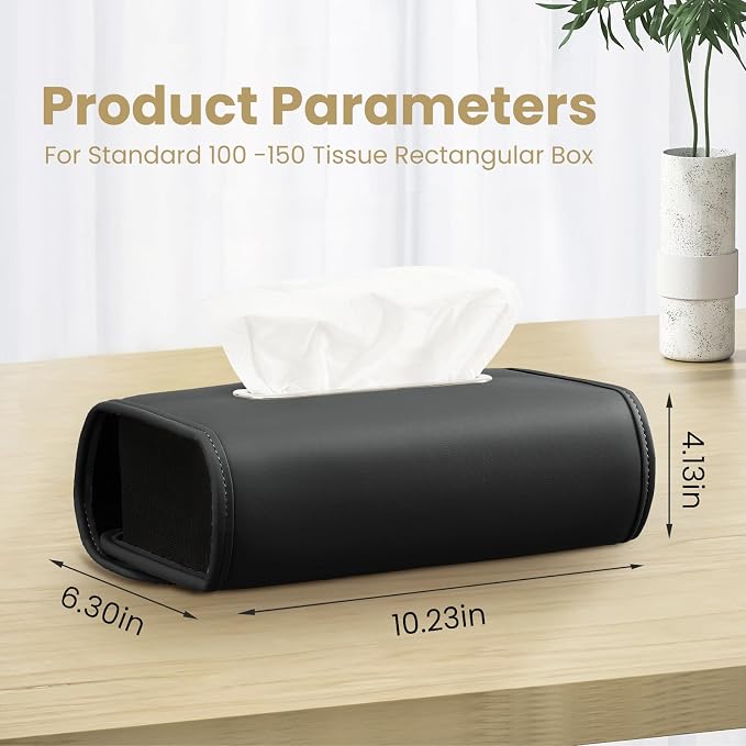 Car Tissue Holder, WHHMK Tissue Box Cover Keep Car Tidy, Premium PU Leather - Image 2
