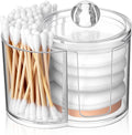 Cotton Swab Holder Dispenser Dual-Compartment Cotton Organizer Clear Vanity by Unknown