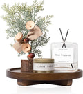 Round Decorative Tray Wood Bathroom Counter Organizer Farmhouse Kitchen Decor by zoocatia
