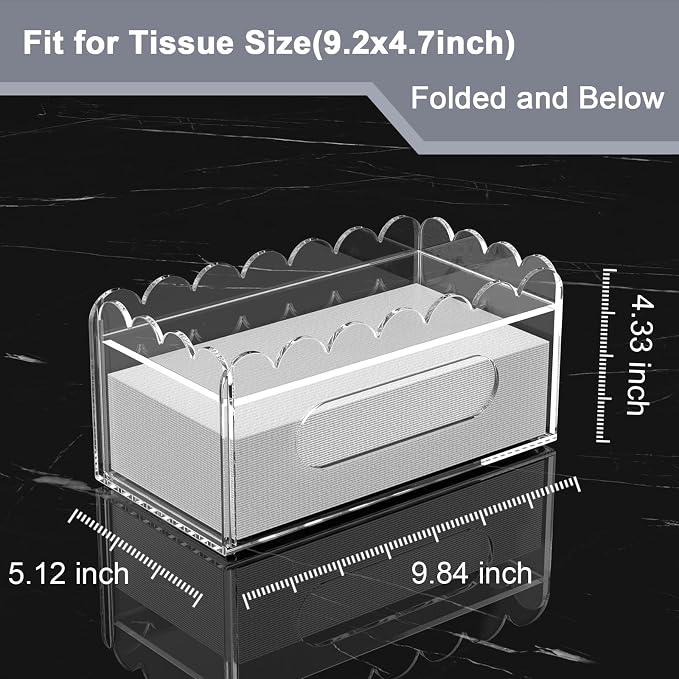 LUGUNU Acrylic Tissue Box Holder, Modern Decorative Tissue Holder - Image 3