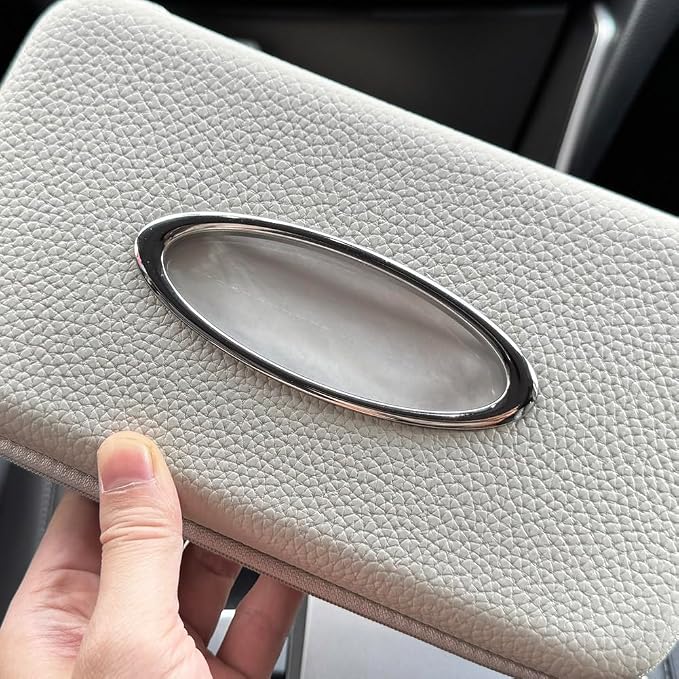 Sun Visor Tissue Holder, Zipper Napkin Holder, PU Leather Backseat Tissue Case - Image 5