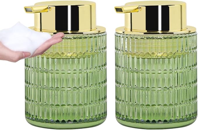 2pcs Green Foaming Soap Dispenser, Glass Foam Hand Soap Dispenser by Tonxus