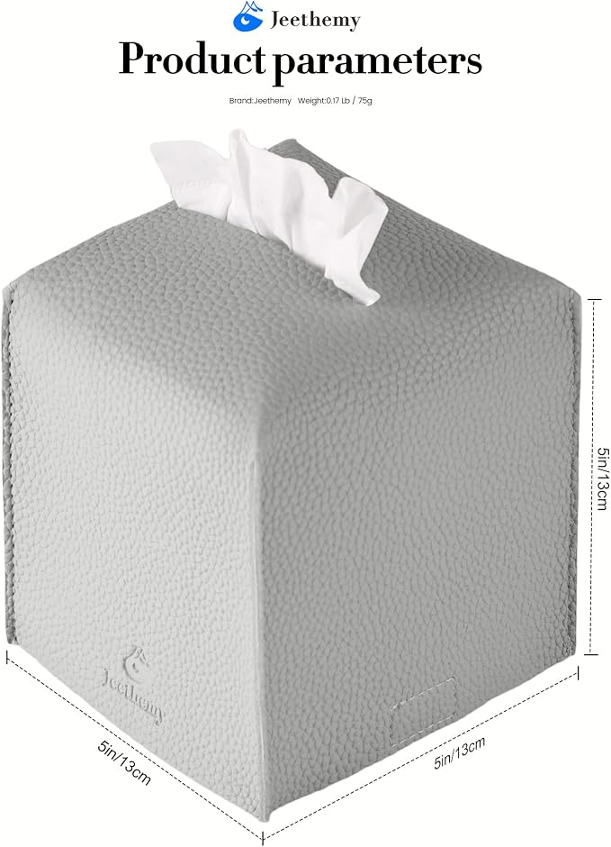 Tissue Box Cover, Jeethemy Square PU Leather Tissue Box Holder, Modern Tissue - Image 5