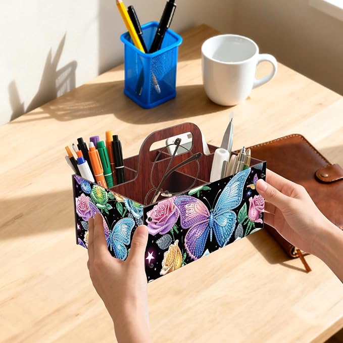 DIY Flower Diamond Art Wooden Multi-Compartment Organiser Box - Image 4