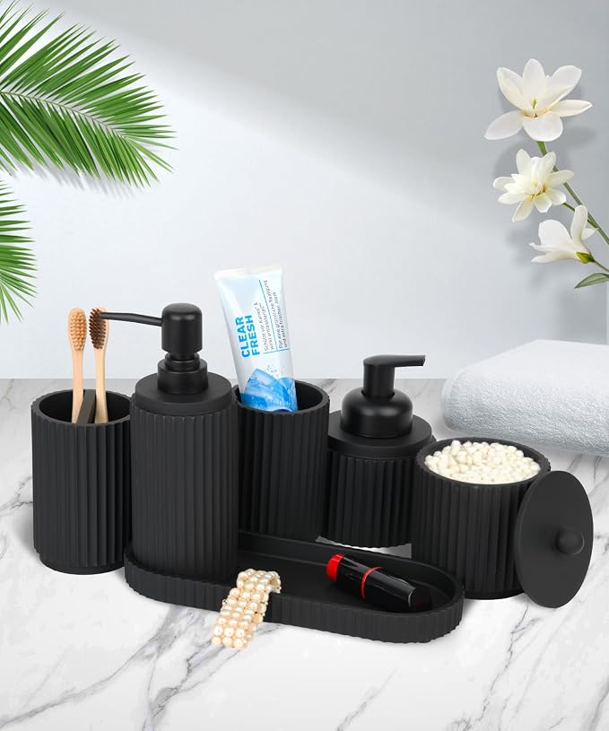 Black Bathroom Accessories Set 6 Pcs - Image 5