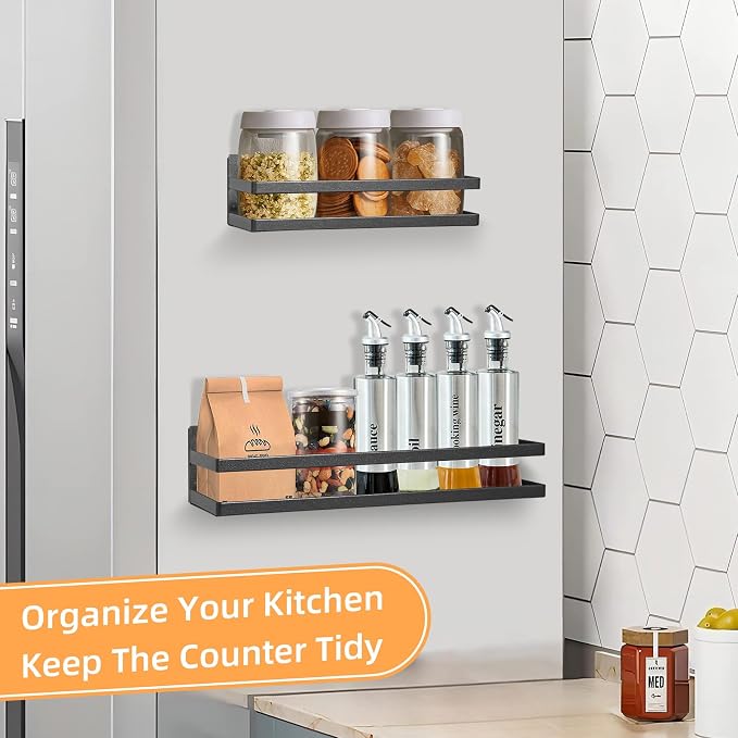 Uten Large Spice Rack for Refrigerator, 2 Pack Strong Magnetic Shelves - Image 7