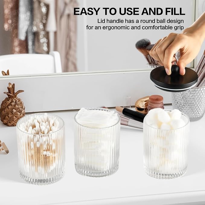 3 Pack Qtip Holder Bathroom Set, Cotton Pad Ball Swab Holder Cotton Round Floss - Image 6