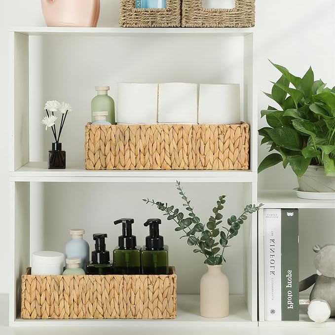 Nesting Small Wicker Basket, Water Hyacinth Toilet Paper Baskets Bathroom - Image 7
