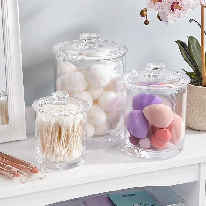 STORi 3-Pack Premium Quality Clear Plastic Qtip and Cotton Ball Holders - Image 3