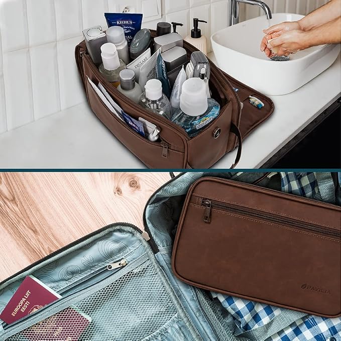 PAVILIA Toiletry Bag for Men, Travel Essentials Shaving Dopp Kit, Mens Travel - Image 6