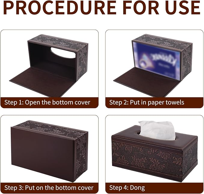 PU Leather Tissue Box Cover Tissue Box Holder Rectangle Tissues Organizer - Image 8