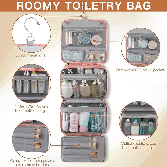 Elviros Hanging Travel Toiletry Bag - Image 4