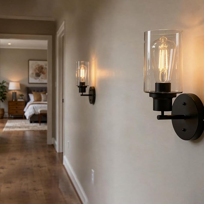 1-Light Black Bathroom Wall Sconce - Image 2