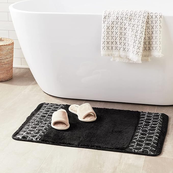 Zahari Home Sinatra Black Bathroom Rug Classic Luxury Bath Rug Contemporary - Image 4