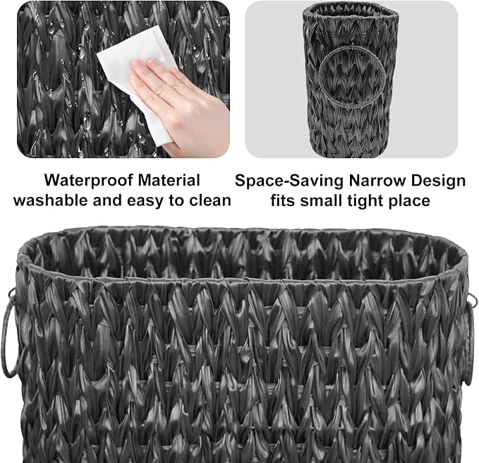 Black Toilet Paper Storage Basket, Large Free Standing Toilet Paper Organizer - Image 5