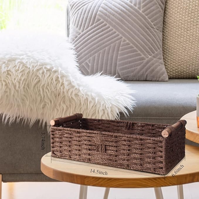 Round Paper Rope Storage Basket Wicker - Image 2