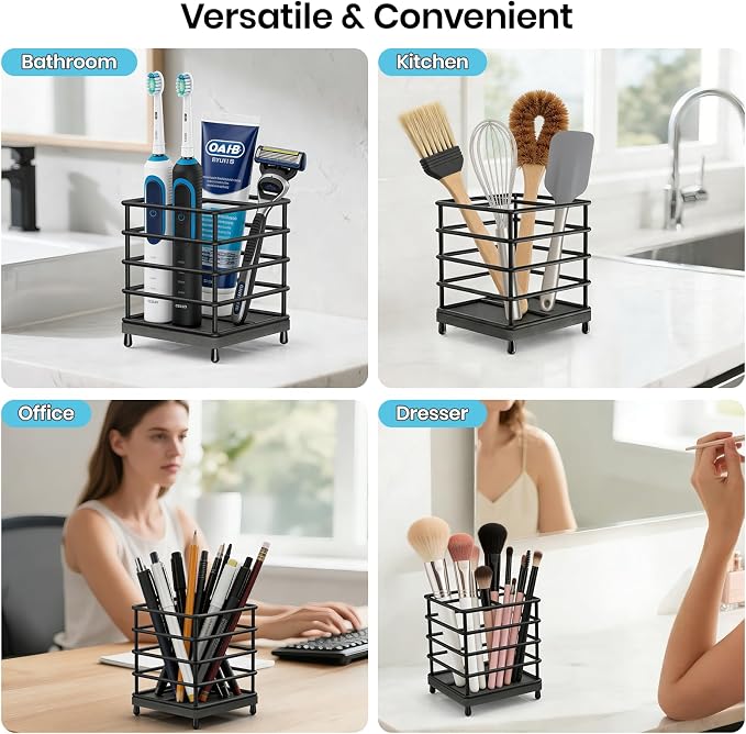 BOTEMY Toothbrush Holders with Quick Drying Mat—Black Toothbrush and Toothpaste - Image 7