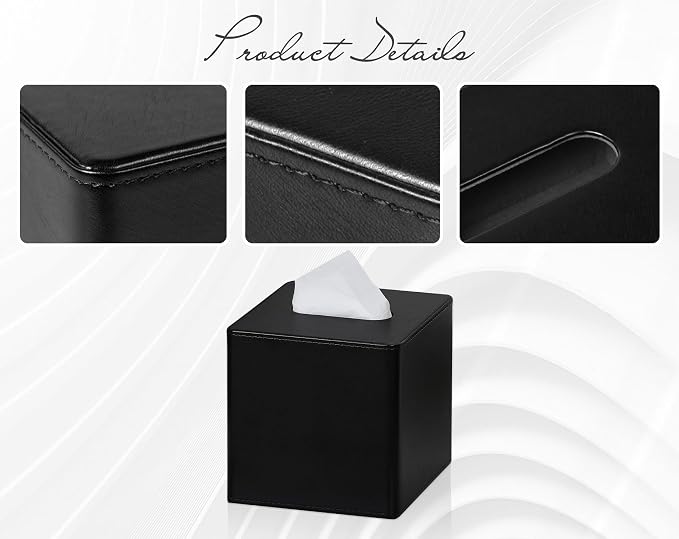 Tissue Box Cover Square PU Leather Facial Tissue Box Holder - Image 5