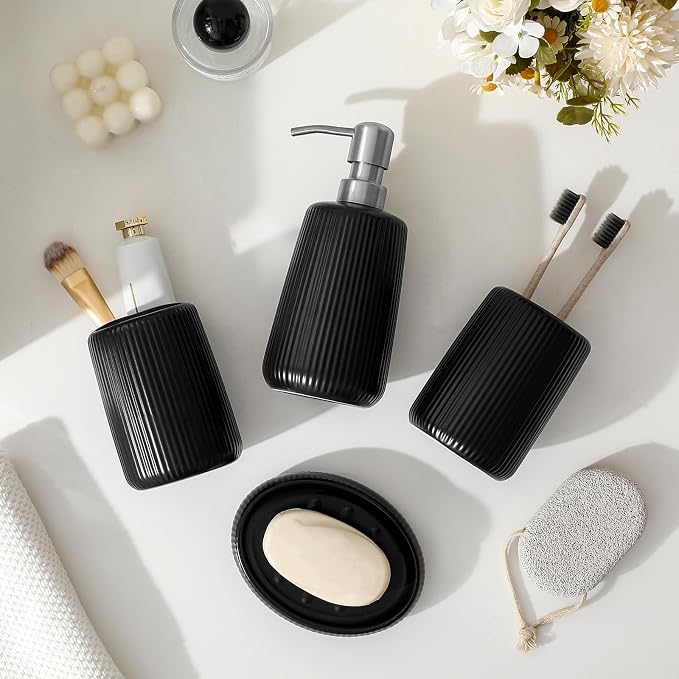 vancasso Ceramic Bathroom Accessories Set 4 Piece, Soap Dispenser - Image 8