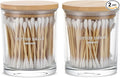 Glass Qtip Holder 2 Pack, Qtip Holder Dispenser Bathroom Set Bathroom by unisence
