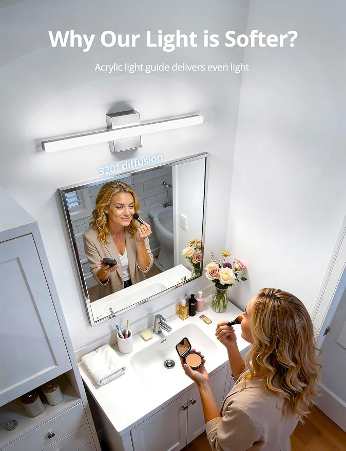 Combuh LED Vanity Lights Bar 24 Inch Bathroom Light Fixtures 14W IP44 Over - Image 2