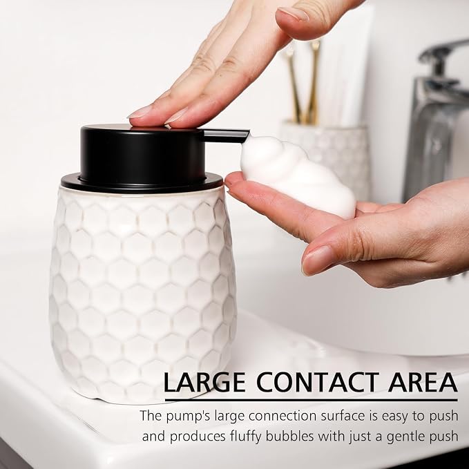 Foaming Soap Dispenser, 12OZ Ceramic Foam White Hand Soap Dispenser - Image 2