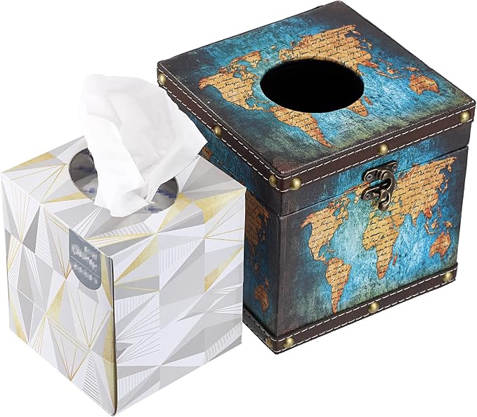 Sumnacon Retro Wood Square Tissue Box Cover - Image 6