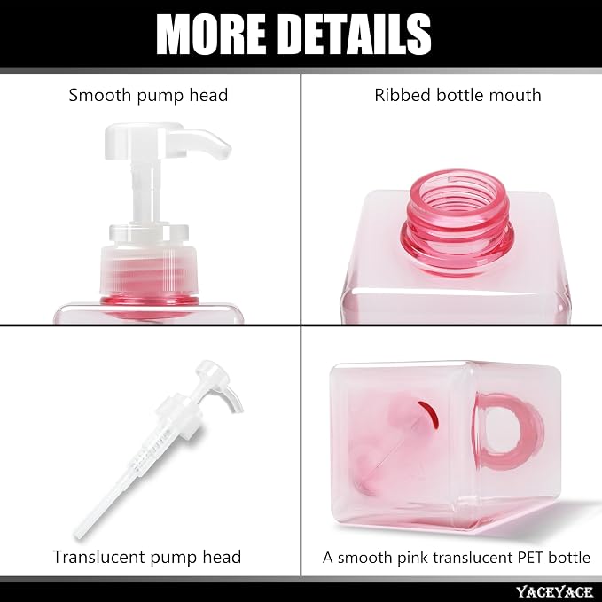 Pink Shampoo and Conditioner Set of 3, 16.9oz Clear Shampoo Bottles - Image 4