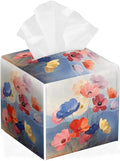 Floral Tissue Box Cover Leather Tissue Box Holder Square Facial Paper Organizer by Unknown