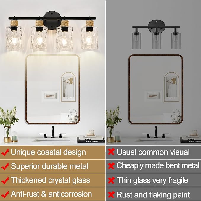 Bathroom Light Fixtures, 4-Light Coastal Vanity Lights - Image 2