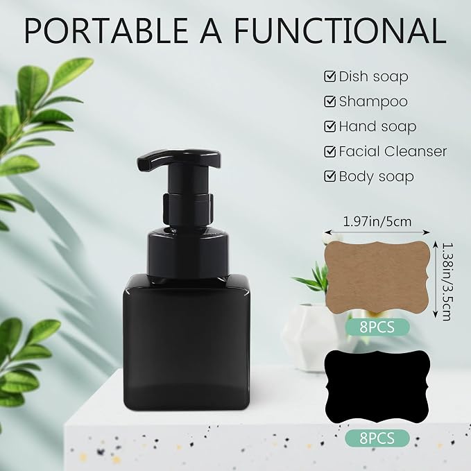 8.5 oz Foaming Soap Dispenser Plastic Foaming Pump Bottle, Refillable Dispenser - Image 2
