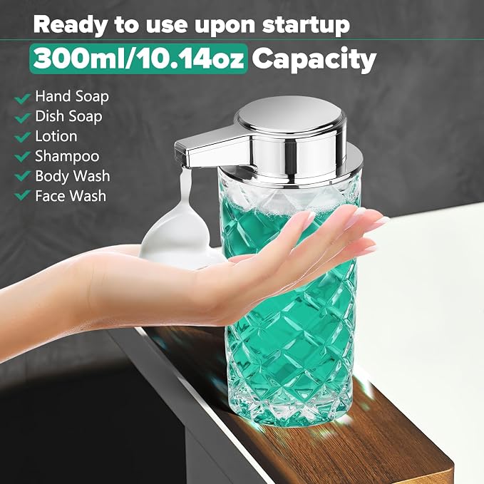 Automatic Soap Dispenser Foam for Kitchen: 11 OZ Glass Touchless Clear Auto - Image 7
