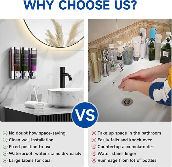 Shower Soap Dispenser Wall Mounted No Drill Shampoo Dispenser - Image 2