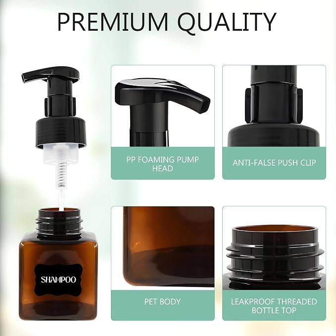 8.5 oz Foaming Soap Dispenser Plastic Foaming Pump Bottle, Refillable Dispenser - Image 5
