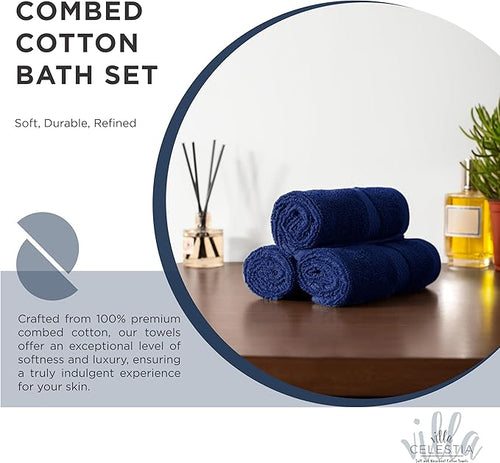 100% Combed Cotton Bathroom Towel Set of 10- 2 Bath Towels, 4 Hand Towels - Image 2