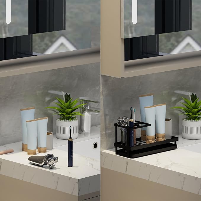Toothbrush Holders for Bathroom, Carbon Steel Bathroom Organizer Countertopr - Image 5