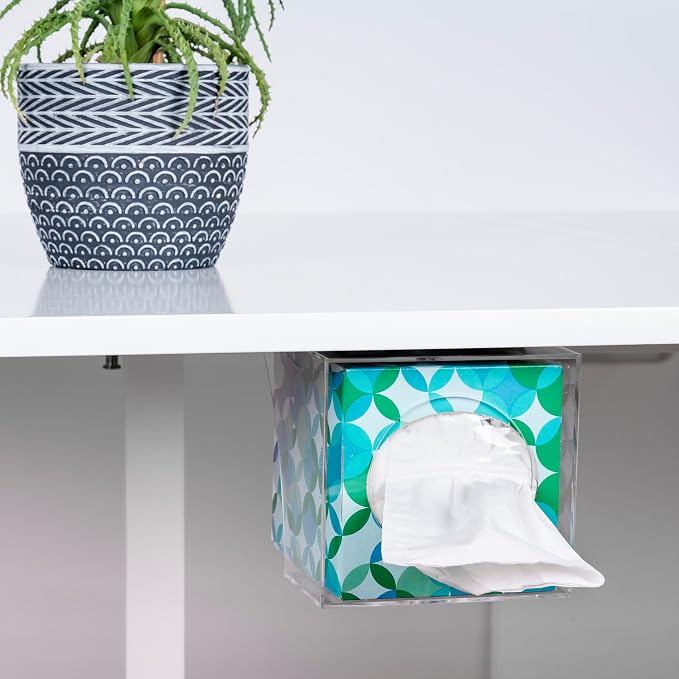 Facial Tissue Box Holder for Wall, Under Cabinet or Desk, Small Spaces - Image 2