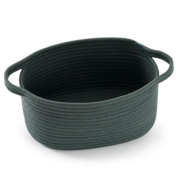 Cute Woven Storage Basket with Handle – Hunter Green Empty Gift Burr Basket by Unknown