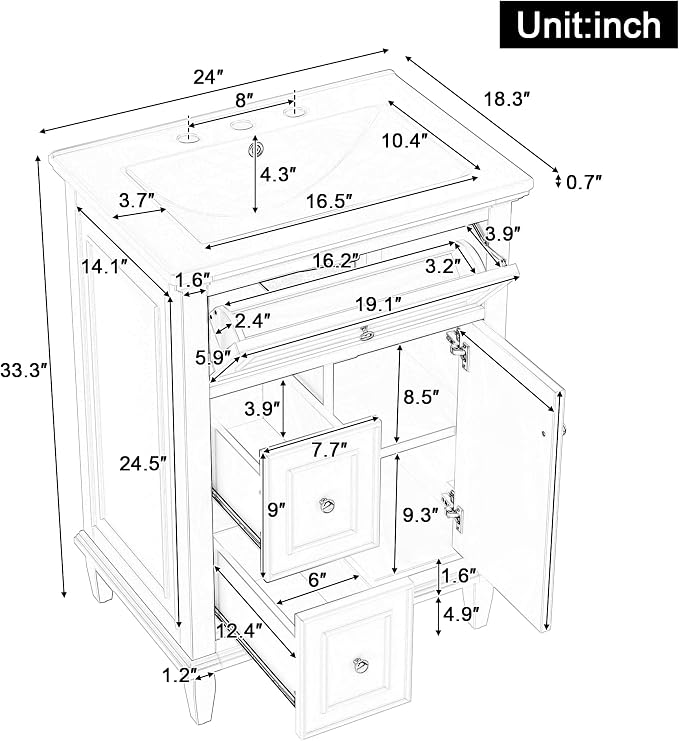 Harper & Bright Designs 24" Bathroom Vanity - Image 2