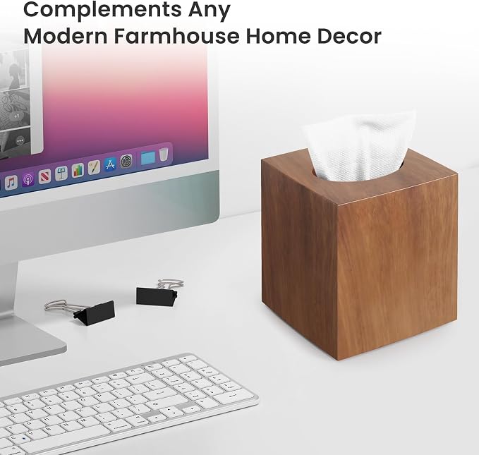 Tissue Box Cover, Square Facial Acrylic Tissue Holder - Image 6
