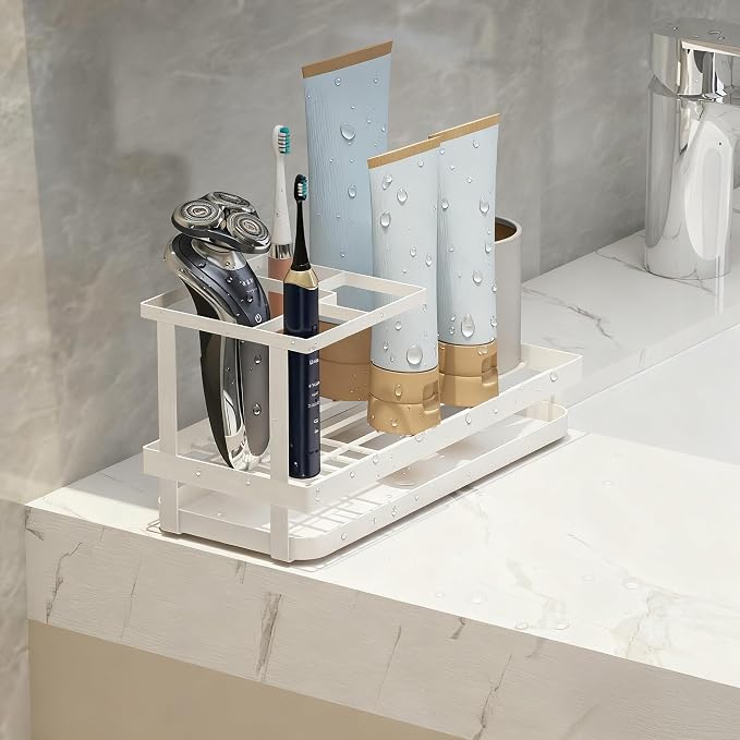 Toothbrush Holders for Bathroom, Carbon Steel Bathroom Organizer Countertopr - Image 2