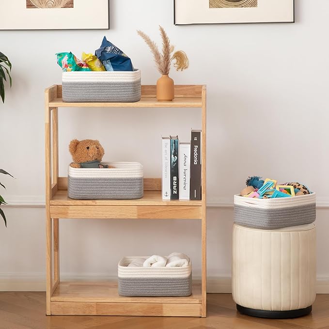 OIAHOMY 4 Pack Storage Baskets for Organizing, Small Bins for Shelves, Cute - Image 6