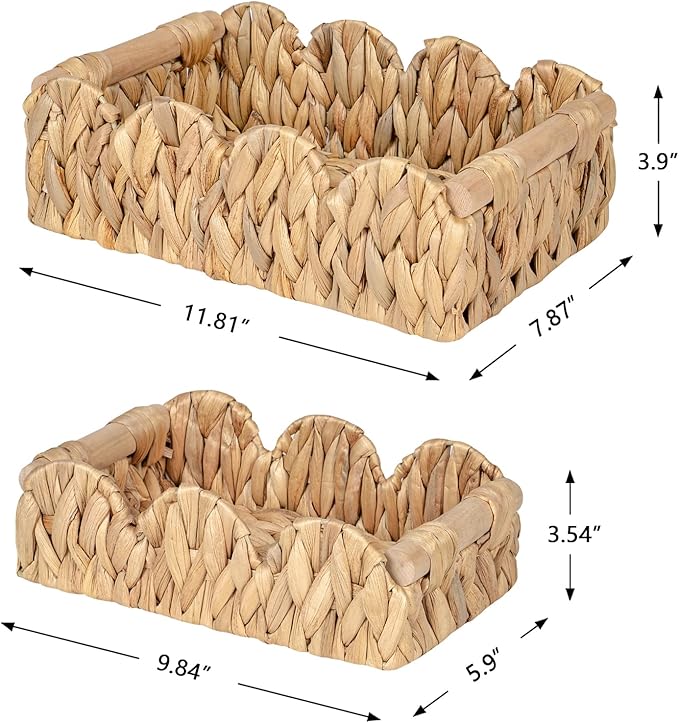 Scalloped Wicker Rattan Baskets - Image 3