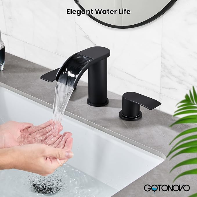 gotonovo Waterfall 8 inch Widespread Bathroom Faucet Set Bathroom Sink Faucet 3 - Image 3
