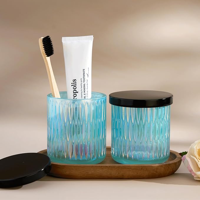 Qtip Holder for Bathroom set of 2, Bathroom Canisters for Cotton Balls - Image 2